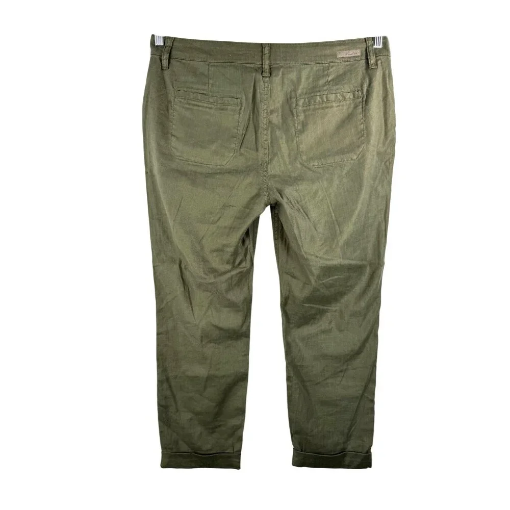 Level 99 Sienna Boyfriend Pants Olive 90s beachy linen sz 31 - Picture 3 of 11
